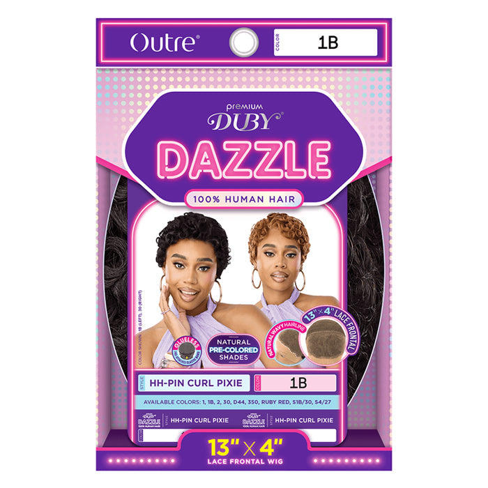 Outre Premium Duby Dazzle 100% Human Hair Glueless 13x4 Lace Frontal Wig - HH-PIN CURL PIXIE