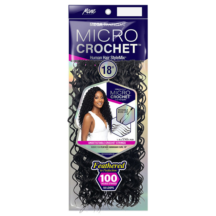 Mane Concept Mega Brazilian Micro Crochet Human Hair StyleMix Strings Braid - MBMC109 FEATHER HAWAIIAN CURL 18"