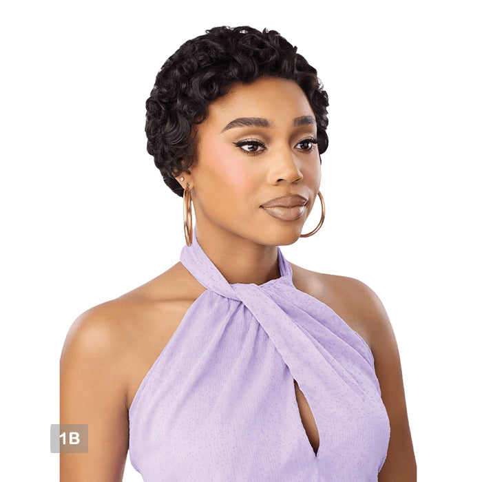 Outre Premium Duby Dazzle 100% Human Hair Glueless 13x4 Lace Frontal Wig - HH-PIN CURL PIXIE
