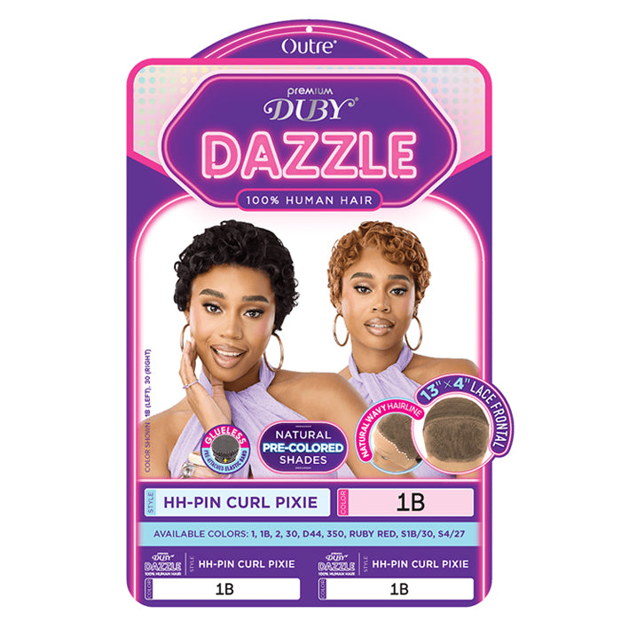 Outre Premium Duby Dazzle 100% Human Hair Glueless 13x4 Lace Frontal Wig - HH-PIN CURL PIXIE