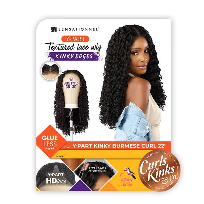 Sensationnel Curls Kinks & Co. Glueless HD Lace Front Wig - Y-Part Kinky Burmese Curl 22”