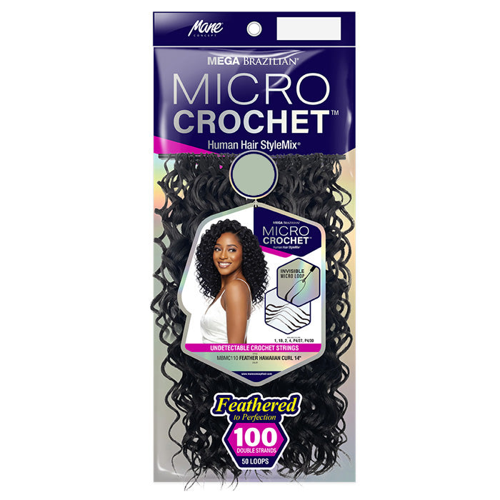 Mane Concept Mega Brazilian Micro Crochet Human Hair StyleMix Strings Braid - MBMC110 FEATHER HAWAIIAN CURL 14"