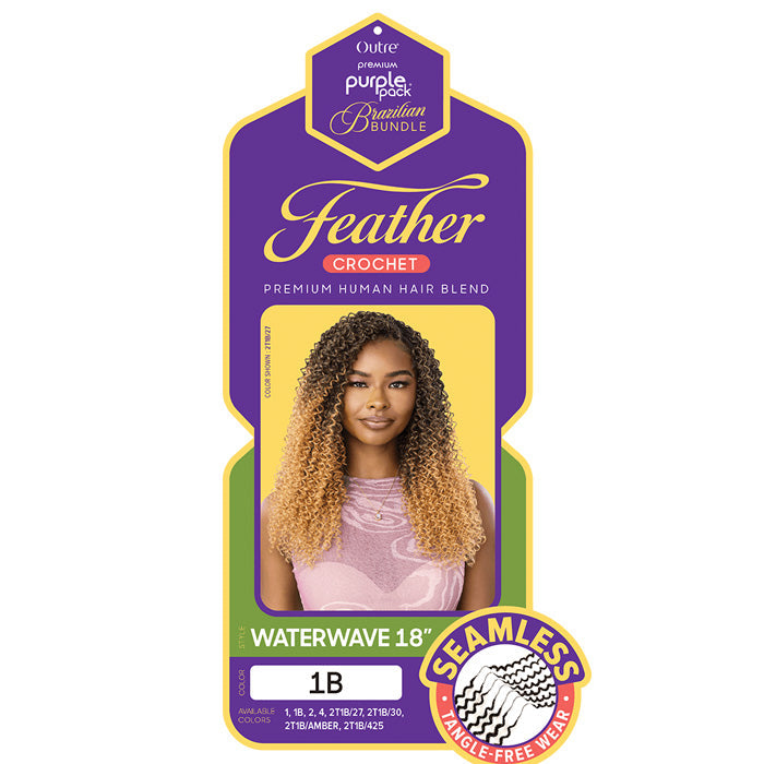 Outre Purple Pack Brazilian Human Hair Blend - Feather Crochet Waterwave 18"
