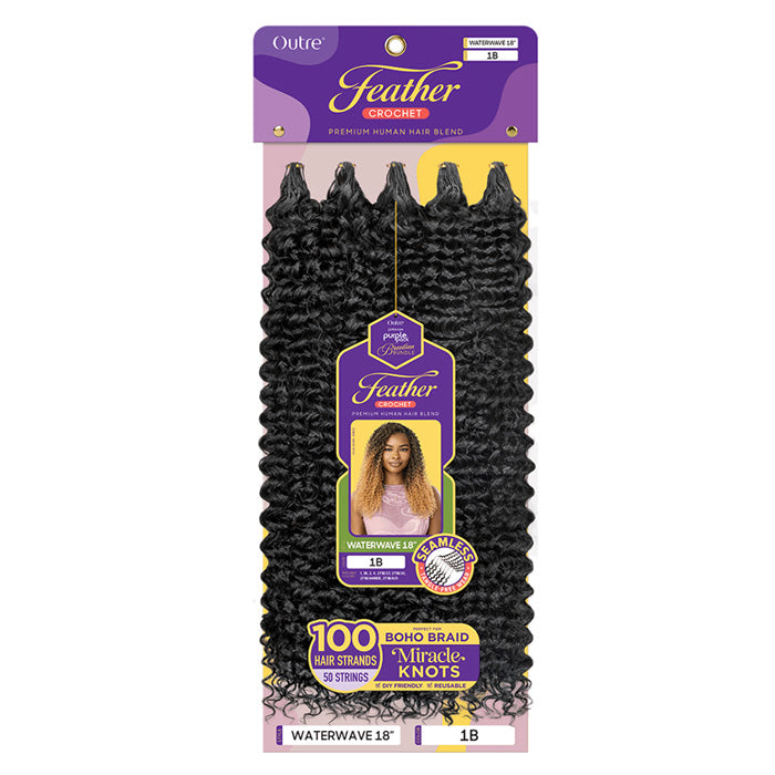 Outre Purple Pack Brazilian Human Hair Blend - Feather Crochet Waterwave 18"