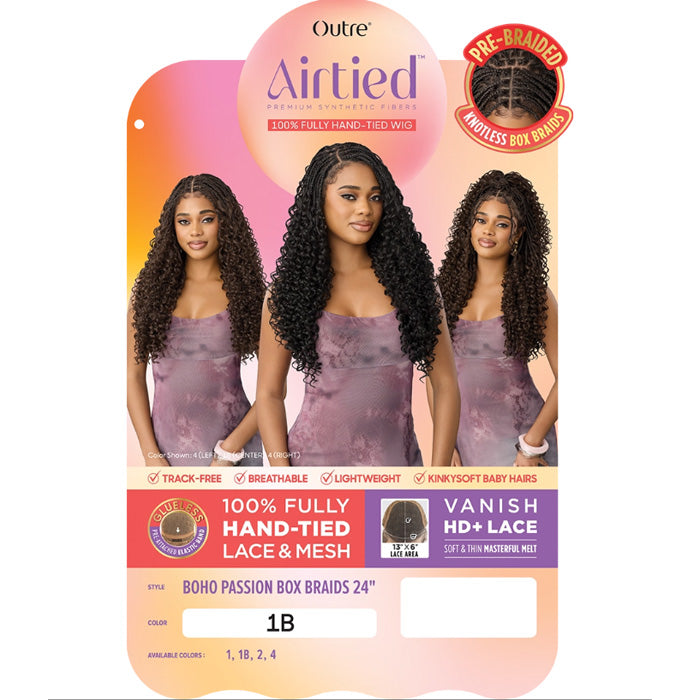 Outre Airtied 100% Fully Hand-Tied Glueless 13X6 HD Lace Front Wig - BOHO PASSION BOX BRAIDS 24"