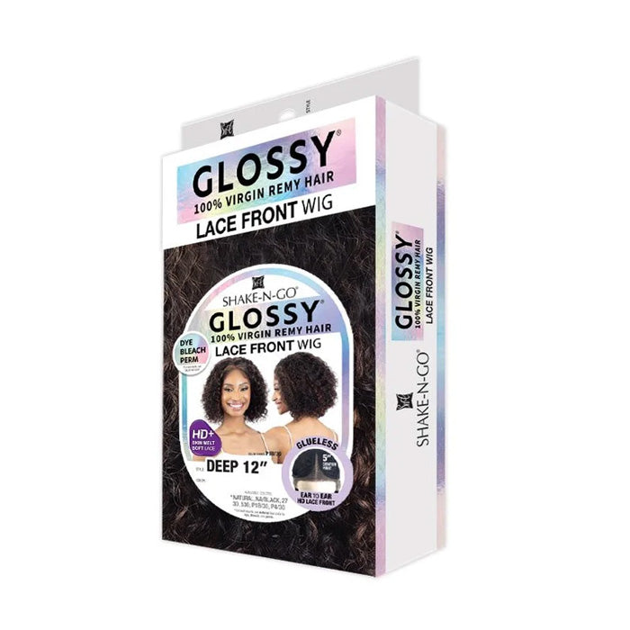 Shake N Go Glossy 100% Virgin Remy Hair Glueless HD Lace Front Wig - DEEP 12"