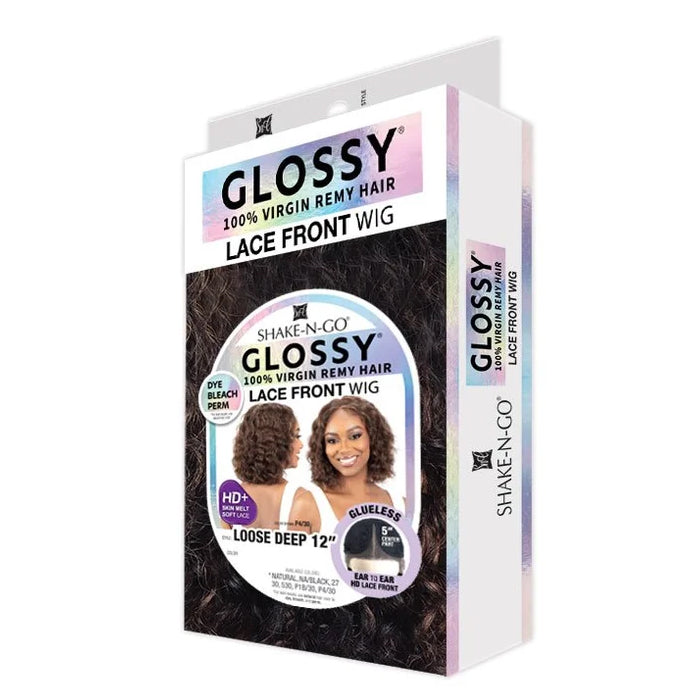 Shake N Go Glossy 100% Virgin Remy Hair Glueless HD Lace Frontal Wig - LOOSE DEEP 12"